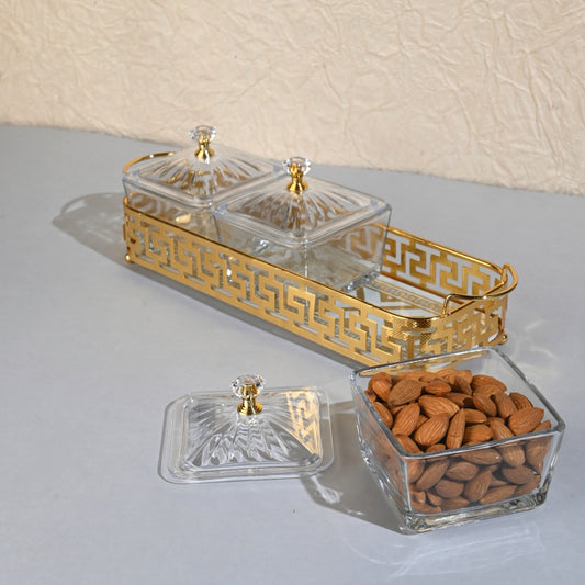 Metal Tray with 3 Containers