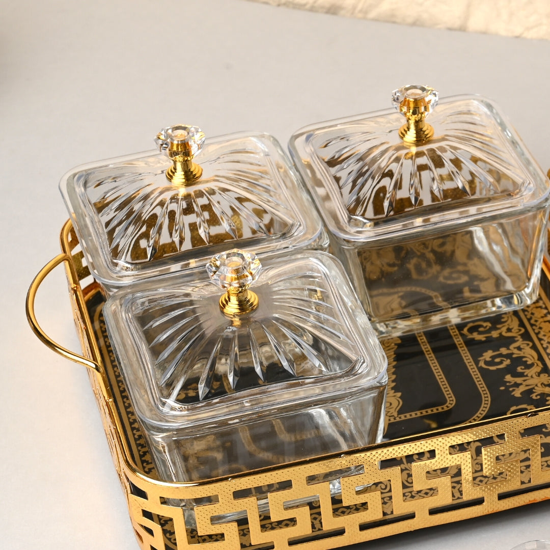 Metal Tray with 4 Containers