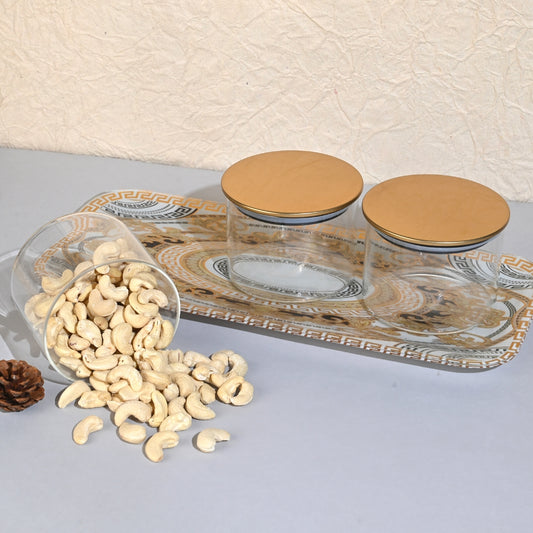 Glass Tray Set with 3 Jars