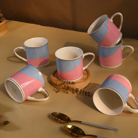 Pink Blue cup set of 6