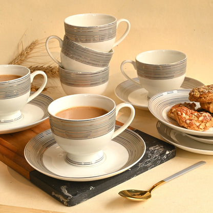 Linear Cup and saucer set of 6