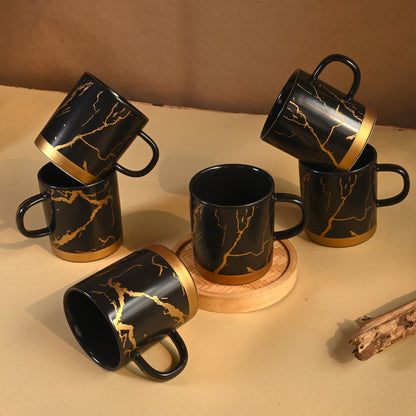 Black Marble Cup set of 6