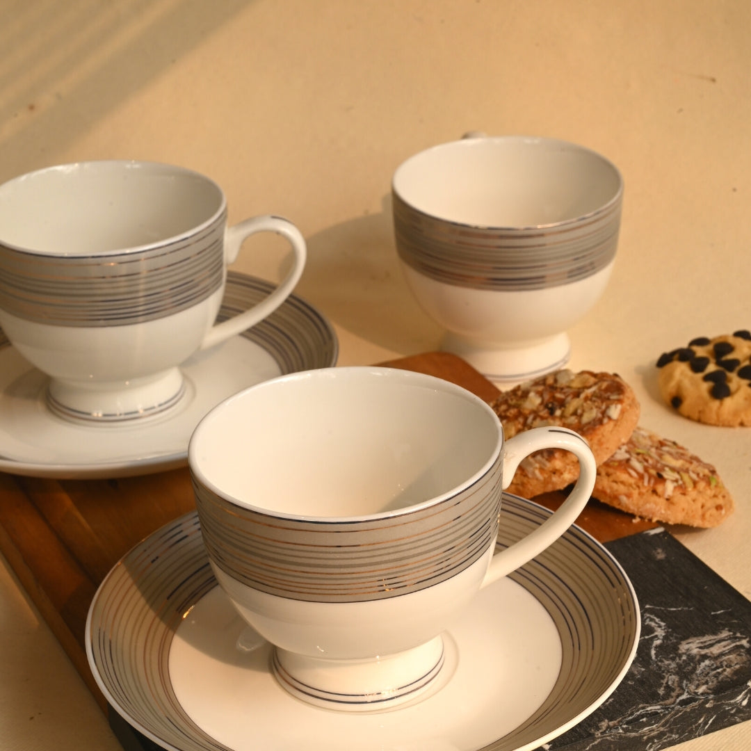 Linear Cup and saucer set of 6