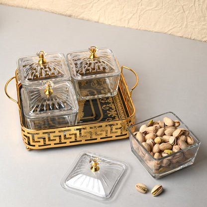 Metal Tray with 4 Containers