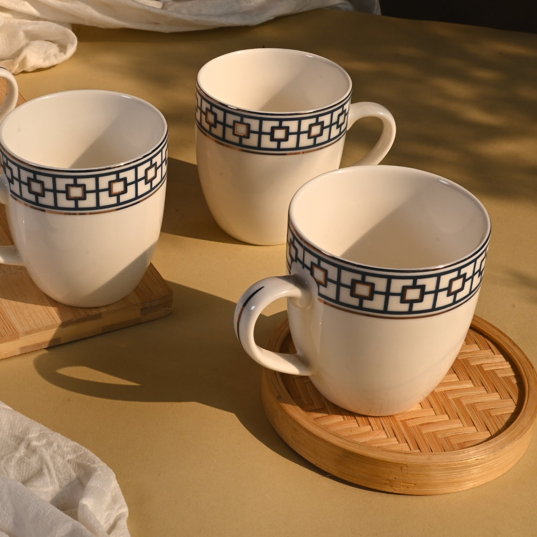 Check design rim cup set of 6