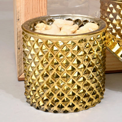 Wooden Basket hanging with Gold container